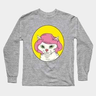 Cat with wig, hairless cat with wig Long Sleeve T-Shirt